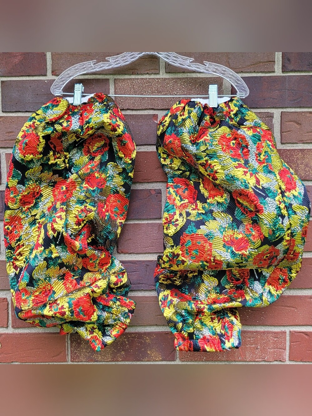Pair of Detached Floral Brocade Puff Arm Sleeves for Dance or Theater Costumes